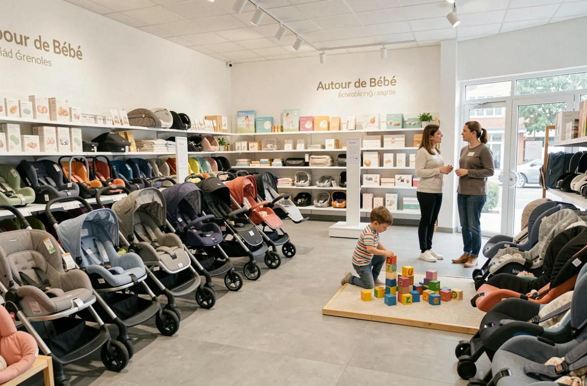 Magasin Autour de Bébé à Échirolles avec poussettes, sièges auto et espace jeux pour enfants