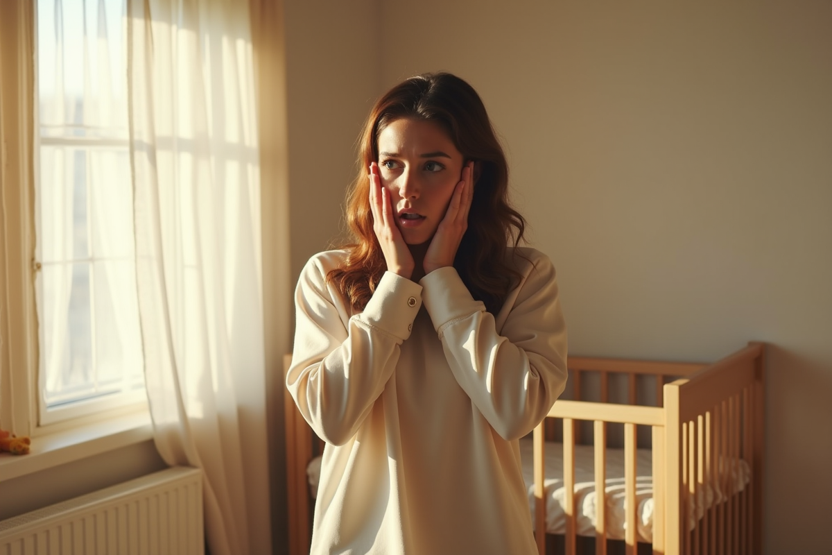 Femme dans une nurserie surprise près d
