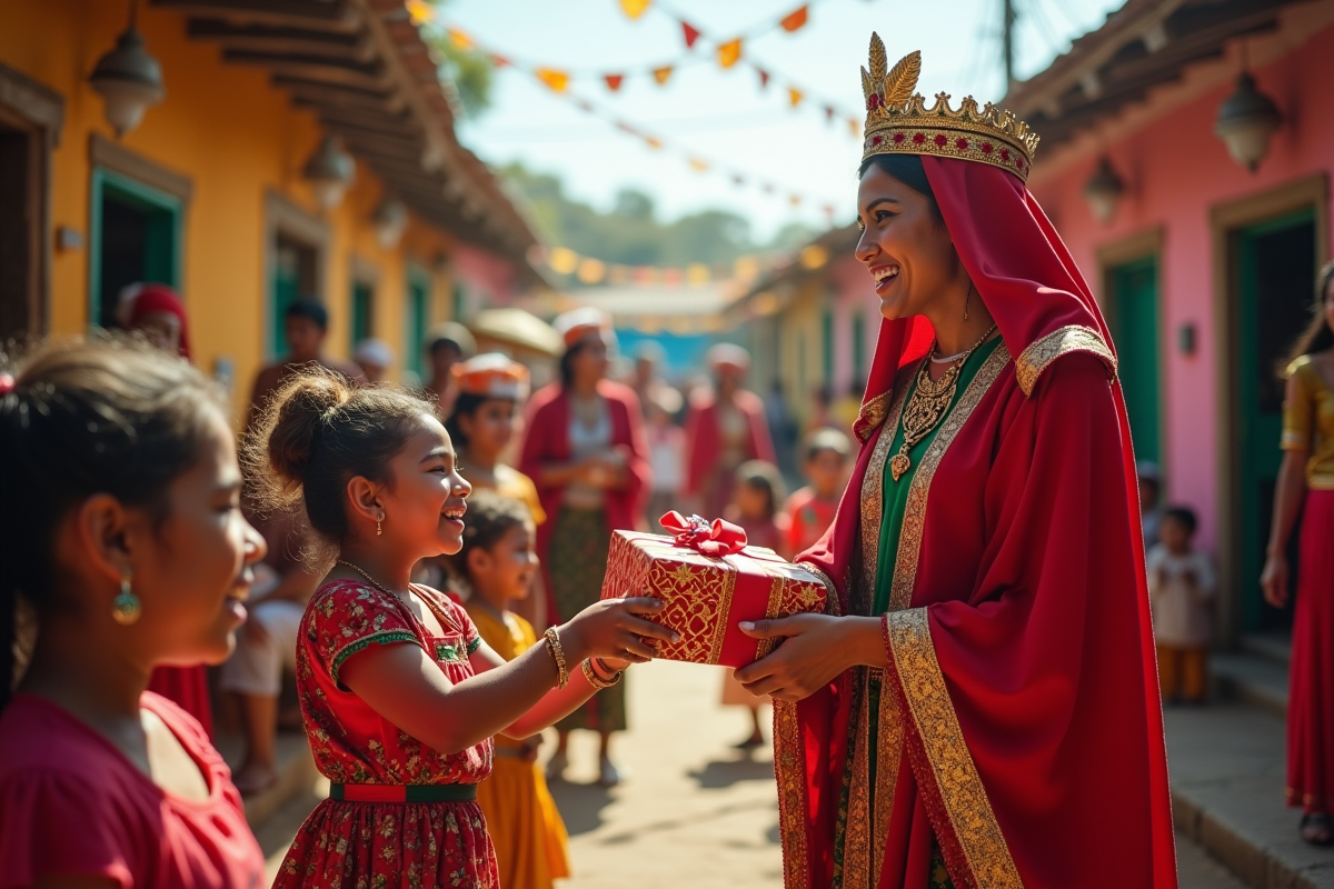 Fête de Noël en plein air dans un village latino américain