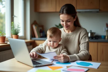 Maman et enfant dans la cuisine moderne