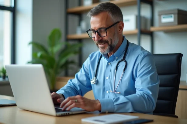 Médecin en télémanagement dans un bureau moderne